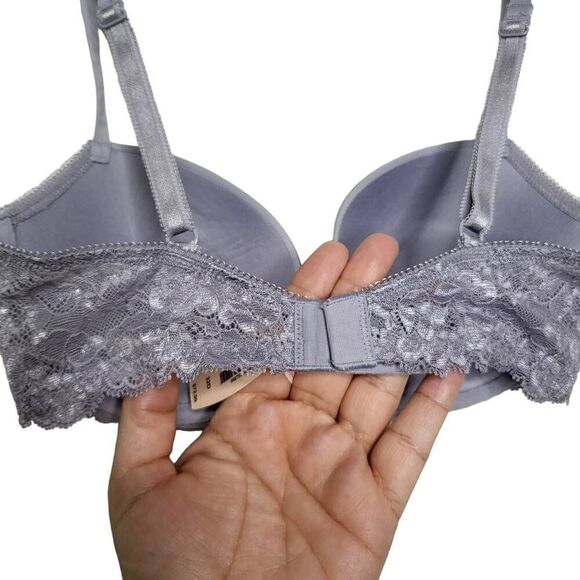 Victoria’s Secret Dream Angels Rhinestone Pearl Demi Gray Bra Size 32D - Picture 7 of 10